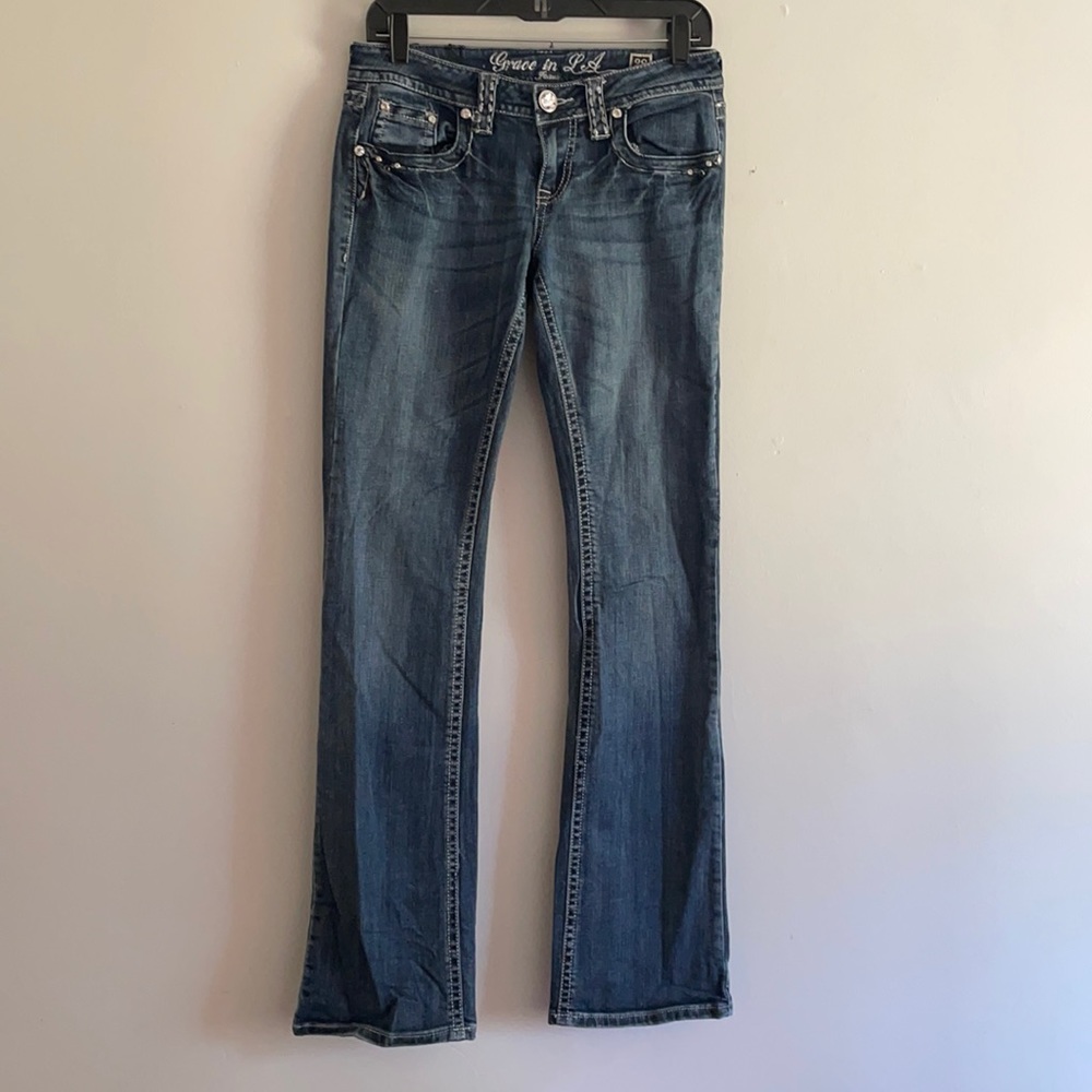 Grace in LA blingy denim bootcut jeans